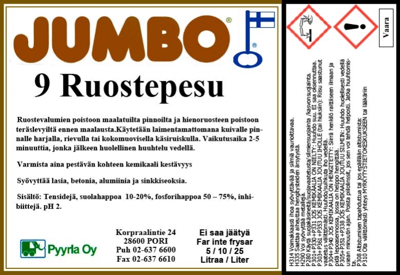 Jumbo 9 Fosforihappopitoinen  Ruosteensyöjä Pesuaine 1 L