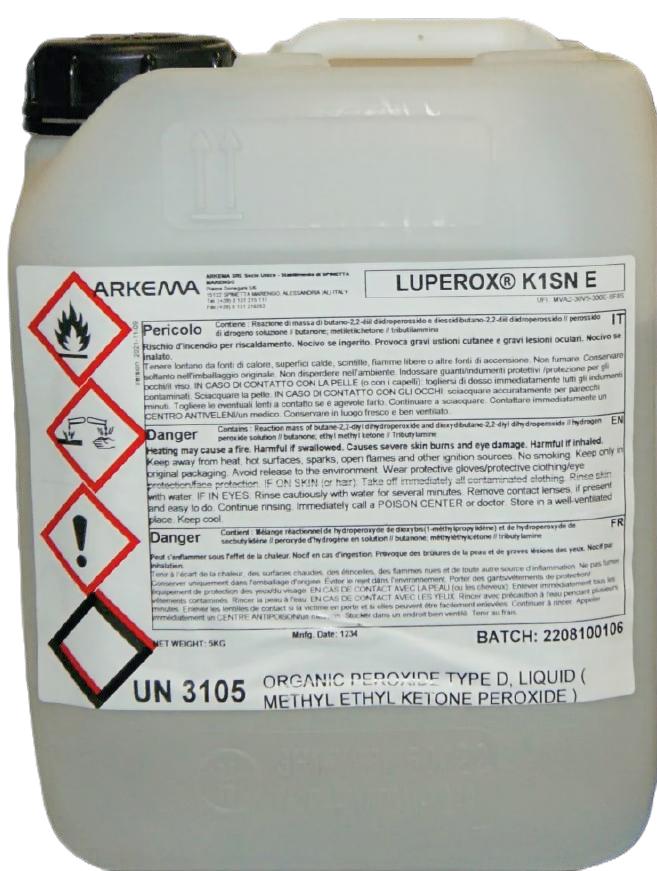 Lasikuituhartsin kovete Peroxan Luperox K1SN 0,25L - 5 L