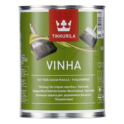 [100873] Tikkurila Vinha Peittävä suoja puulle Valkoinen 0,9 L