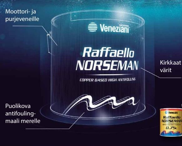 Veneziani Kuparipohjainen Antifoulingmaali  Raffaello Norseman Musta